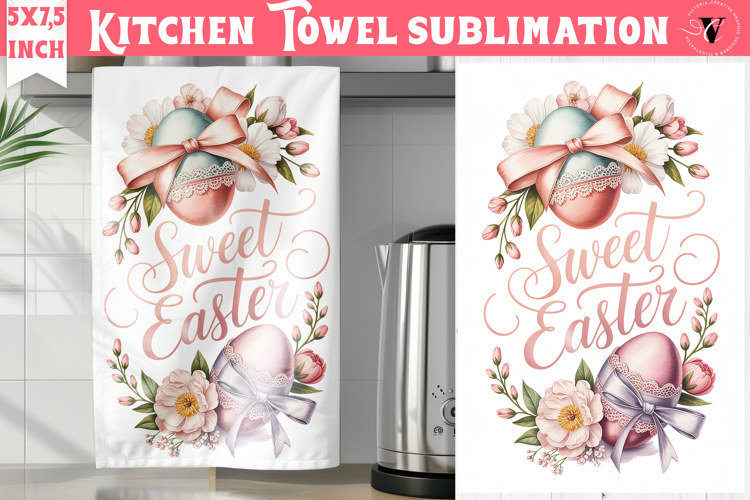 Easter kitchen towel sublimation | Coquette tea towel