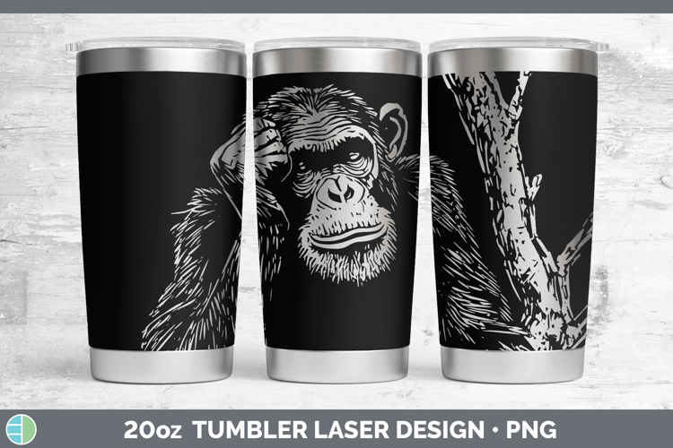 Etch Chimpanzee Laser 20oz Tumbler Design