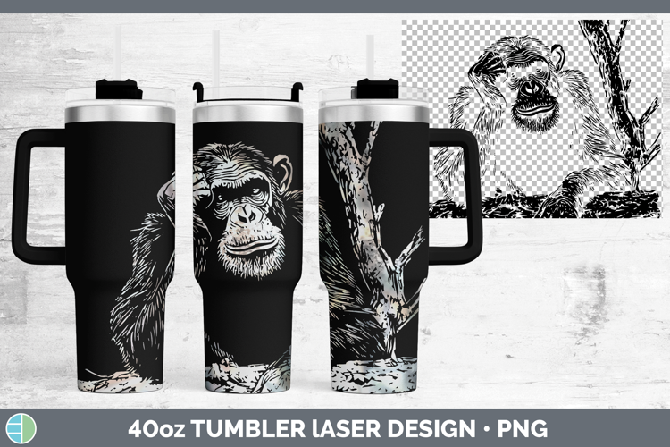 Etch Chimpanzee Laser 40oz Tumbler Design