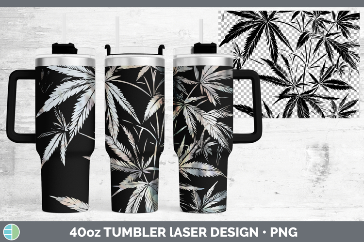 Etch Marijuana Leaf Laser 40oz Tumbler Sublimation Tumbler D