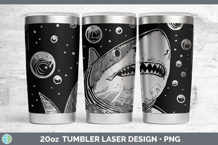 Etch Shark Laser 20oz Tumbler Sublimation Tumbler Designs