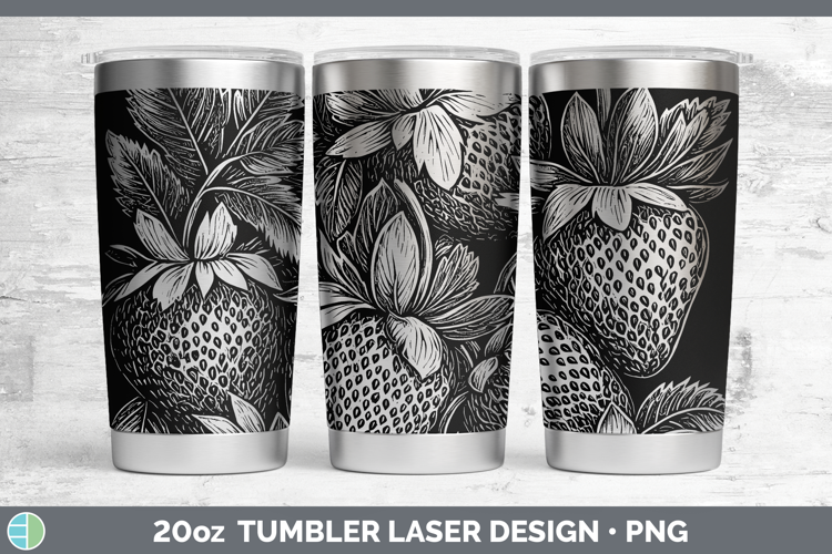 Etch Strawberry Laser 20oz Tumbler Design