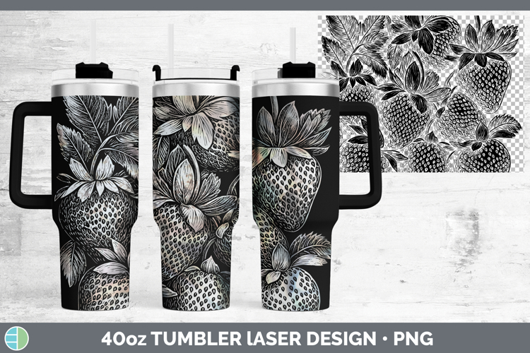 Etch Strawberry Laser 40oz Tumbler Design