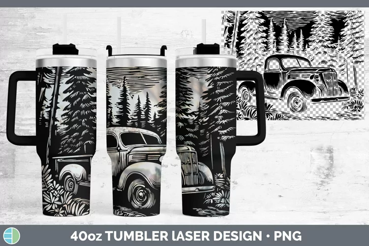Etch Vintage Truck Laser 40oz Tumbler Sublimation Tumbler De