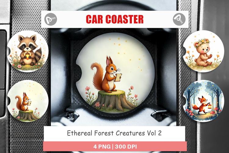 Car Coaster Ethereal Forest Creatures