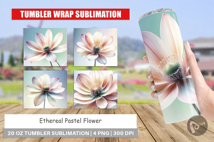 Tumbler Wrap Ethereal Pastel Flower