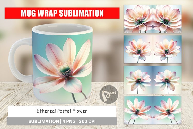 Mug Wrap Design Ethereal Pastel Flower