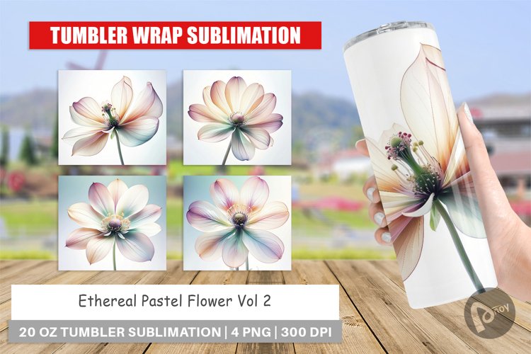 Tumbler Wrap Ethereal Pastel Flower