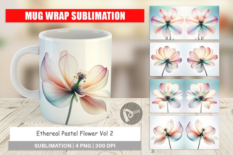 Mug Wrap Design Ethereal Pastel Flower