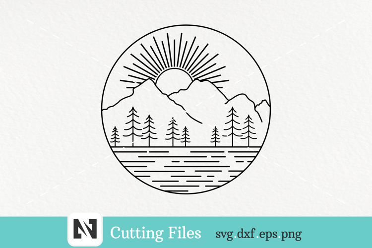 Sun Svg, Sun Clip Art, Sun and Mountain Svg, Sunset Svg