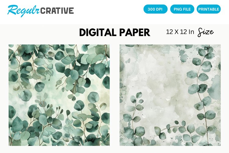Eucalyptus Seamless Pattern, Eucalyptus Digital Paper
