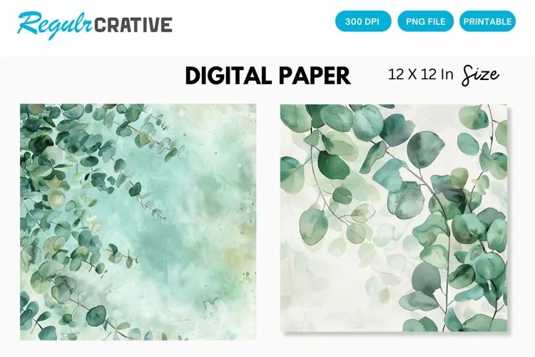 Eucalyptus Seamless Pattern, Eucalyptus Digital Paper