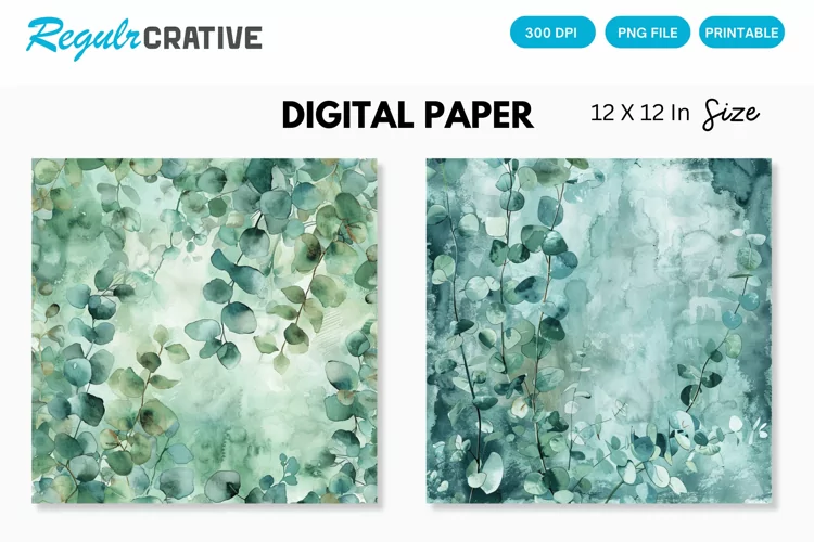Eucalyptus Seamless Pattern, Eucalyptus Digital Paper