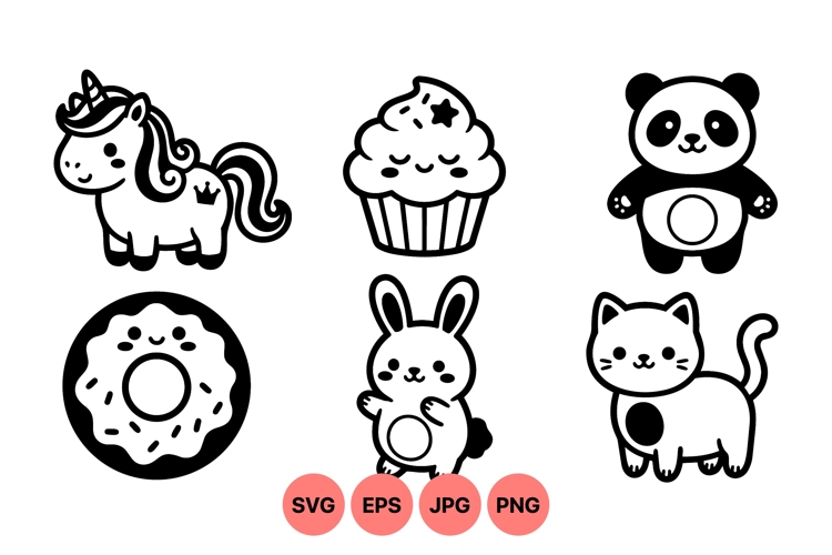 Hand Drawn Cute Animal And Dessert Clipart