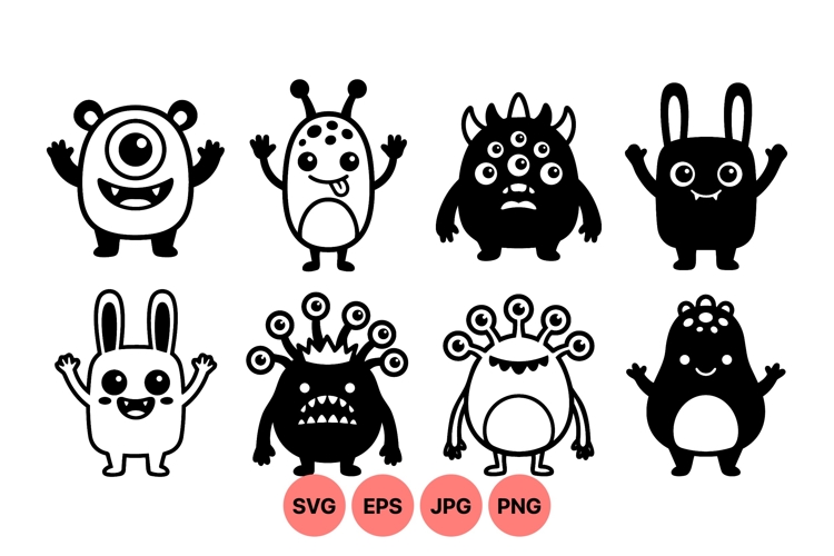 Hand Drawn Cute Monster SVG Clipart Design