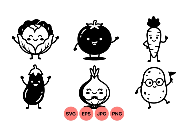 Hand Drawn Cute Vegetable Character Clipart