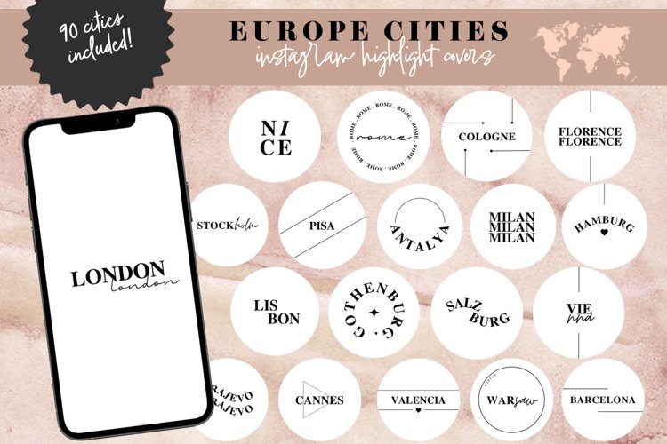 europe cities instagram highlight covers