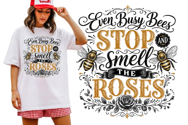 Even Busy Bees Stop and Smell the Roses Funny Bee Shirt