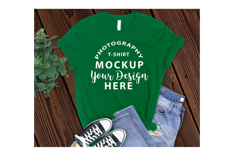 BELLA CANVAS 3001 T-shirt Mockup EVERGREEN