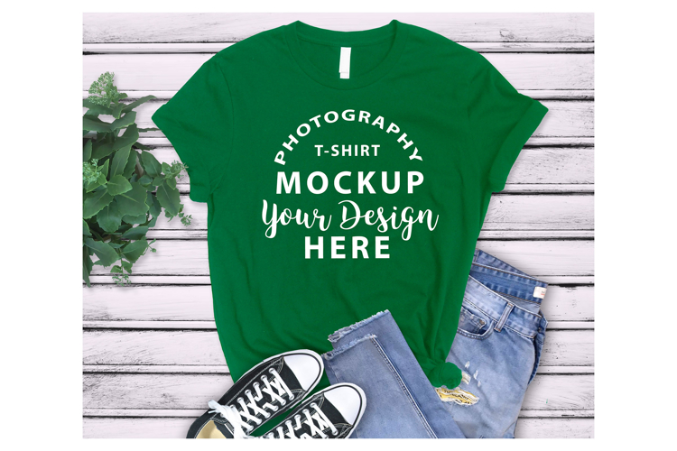 Bella Canvas 3001 T-shirt Mockup EVERGREEN