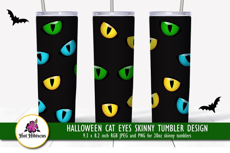 evil cat eyes halloween skinny tumbler sublimation