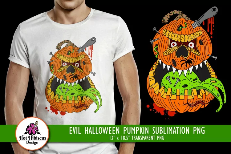 Halloween Evil Pumpkin Sublimation, Zombie Pumpkin Clipart
