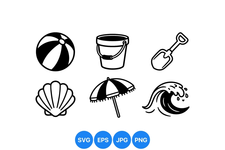 Hand Drawn Summer Beach Icons Vector