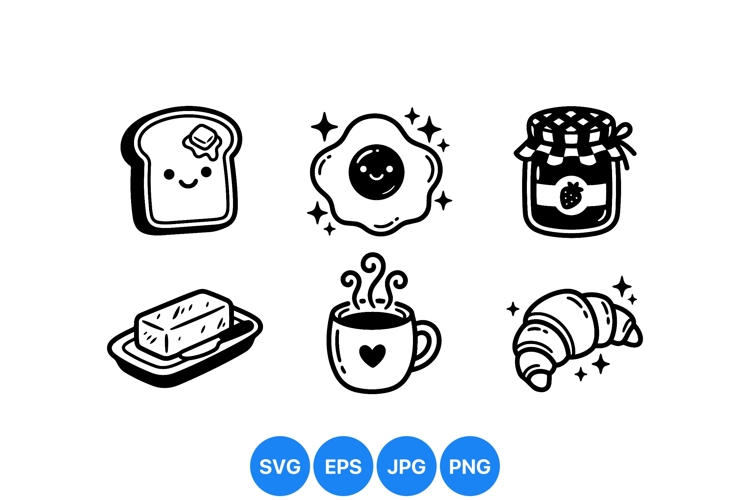 Breakfast Clipart Black and White Image 2