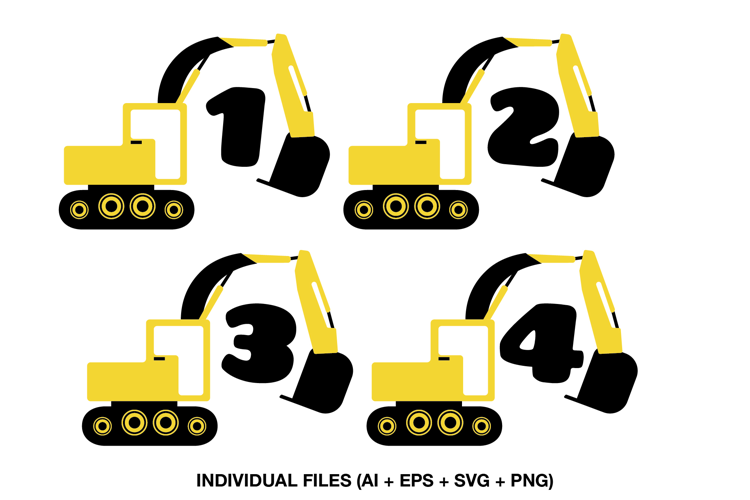 Excavator Birthday Number Clipart, Construction Truck PNG