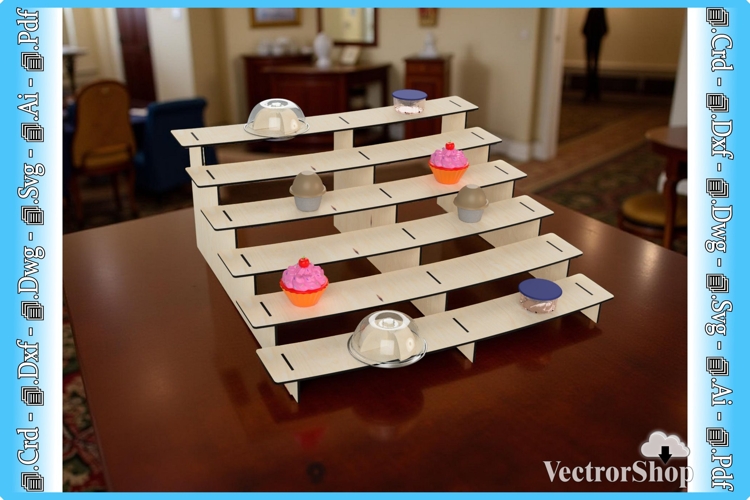 Laser-cut cupcake stand, 6-tier cake display, laser-cut