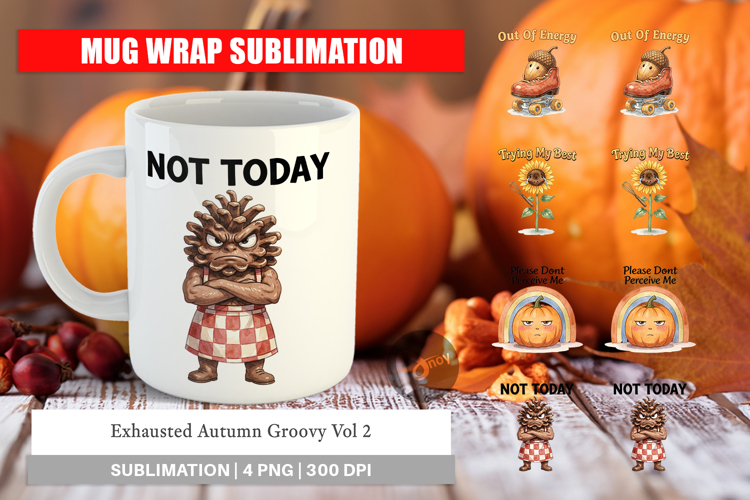 Exhausted Autumn Groovy Mug Wrap