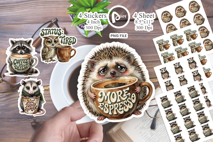 Forest Coffee Overdose Sticker