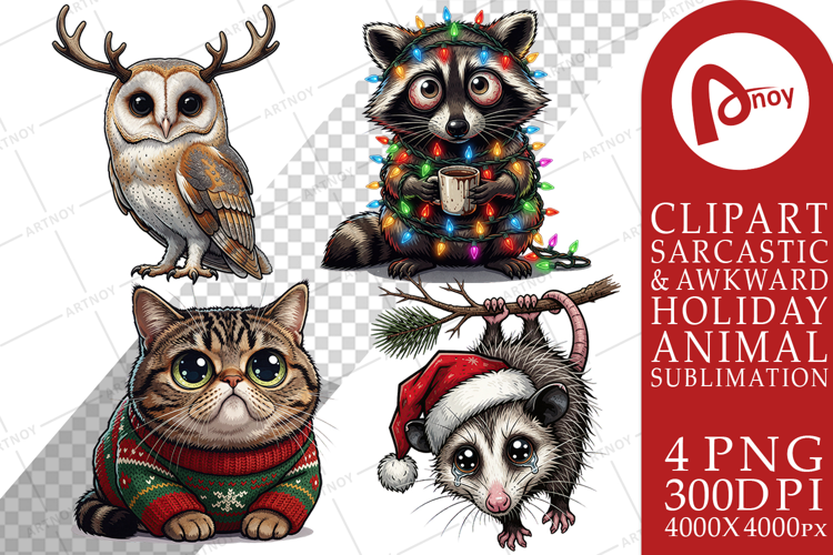 Exhausted Holiday Animal Sublimation