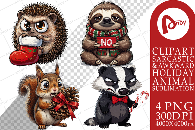 Exhausted Holiday Animal Sublimation