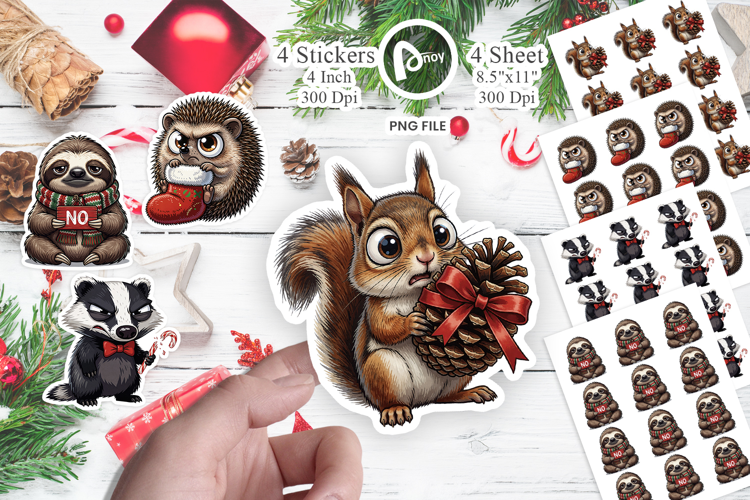 Exhausted Holiday Animal Sticker