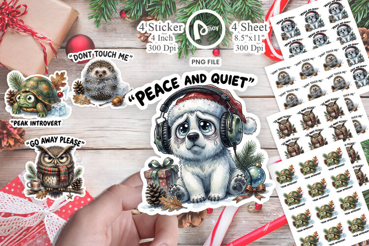 Exhausted Introvert Holiday Sticker example image 1