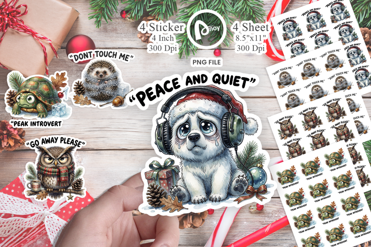 Exhausted Introvert Holiday Sticker