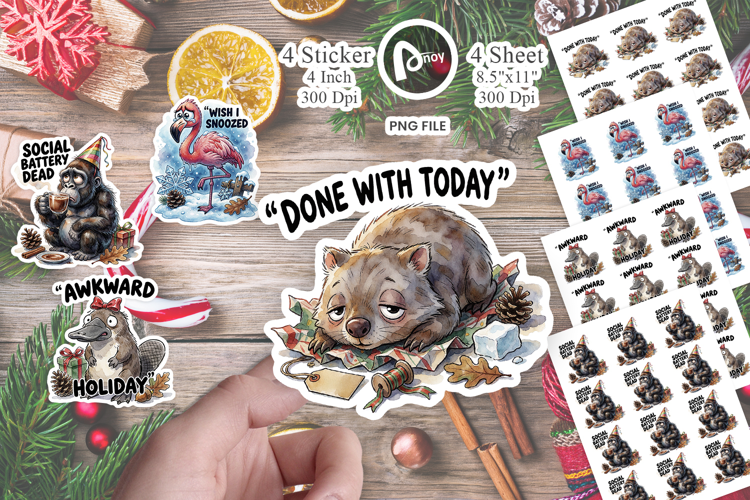 Exhausted Introvert Holiday Sticker