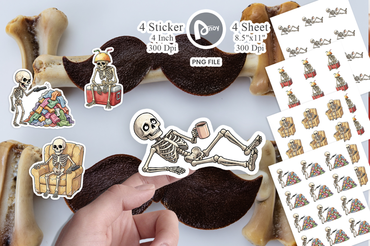 Exhausted Lazy Dad Bone Sticker