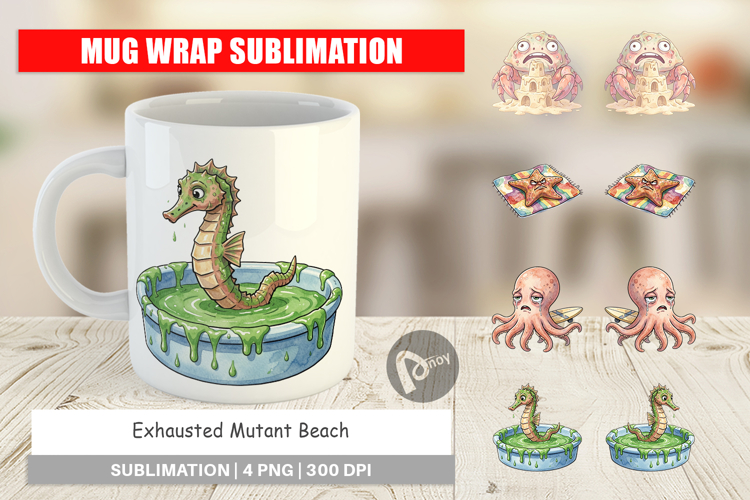 Exhausted Mutant Beach Mug Wrap