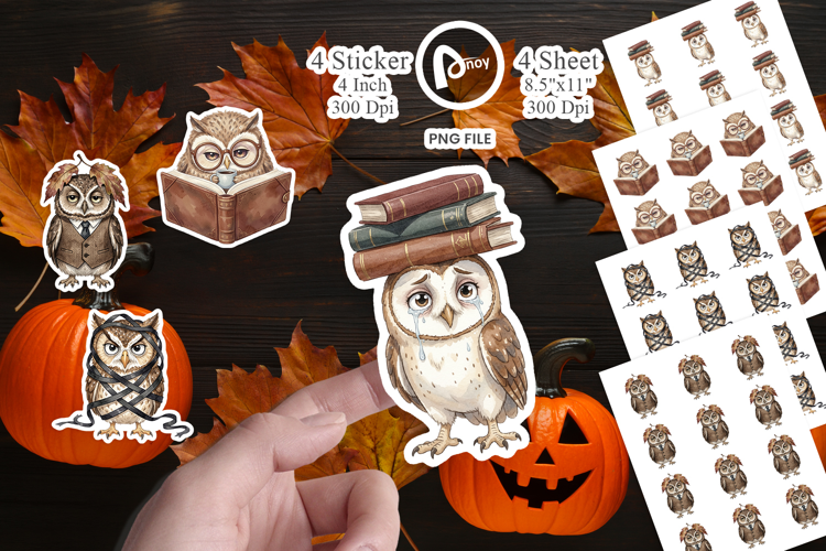 Exhausted Owl Dark Academia Sticker