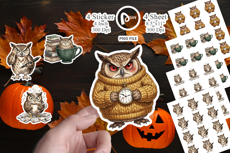 Exhausted Owl Dark Academia Sticker