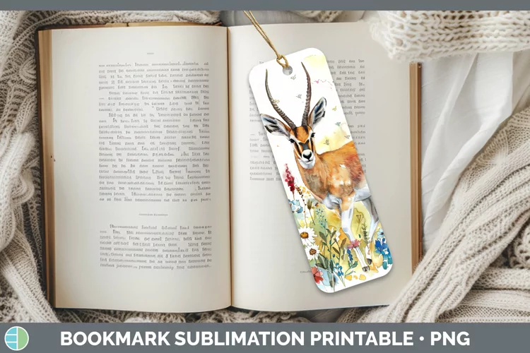 Exotic Animals Antelope Bookmark Sublimation Printable Desig