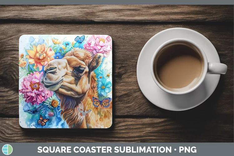 Exotic Animals Camel Square Coaster Sublimation Coaster Desi