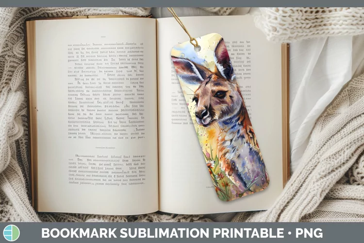 Exotic Animals Kangaroo Bookmark Sublimation Printable Desig