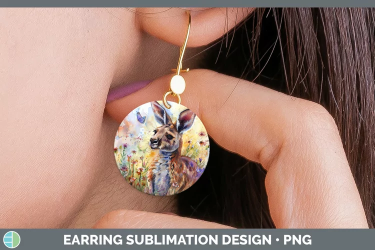 Exotic Animals Kangaroo Round Earrings Sublimation Earrings