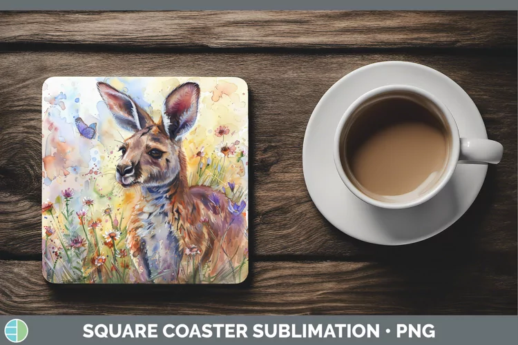 Exotic Animals Kangaroo Square Coaster Sublimation Coaster D