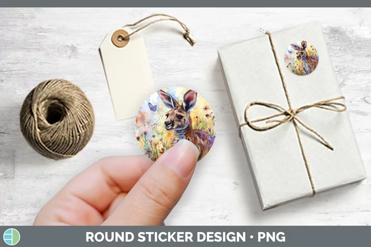Exotic Animals Kangaroo Stickers | Round Labels Designs