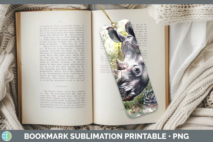 Exotic Animals Rhino Bookmark Sublimation Printable Designs