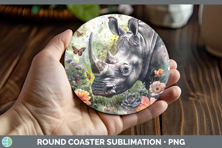 Exotic Animals Rhino Round Coaster Sublimation Coaster Desig